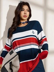 Zelara 2 件大码休闲纯色长袖上衣和迷彩印花裤套装，春秋休闲日常穿着，必备单品，迷彩印花两件套西装度假装 - 彩色 - 查看 3
