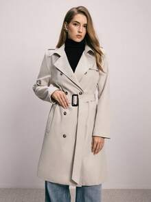 ATUI Studio Áo vest vest vải tuýt cao cấp thời trang đường phố thanh lịch và giản dị mùa thu dành cho nữ, trang phục mùa thu dành cho nữ, áo đi chơi dành cho nữ - Màu be - Xem 5