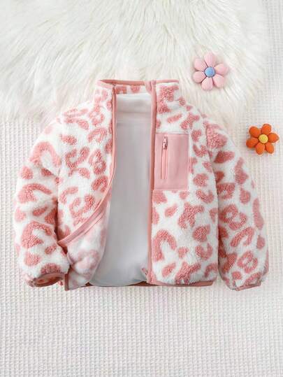 Cozy Pixies Baby Girl Floral Print Thermal Lined Thick Stand Collar Cardigan Autumn Winter Clothes For Women