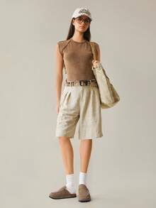 Solecia 女士圆头扣带平底舒适休闲、聚会、通勤时尚百搭鞋 - 棕色 - 查看 5