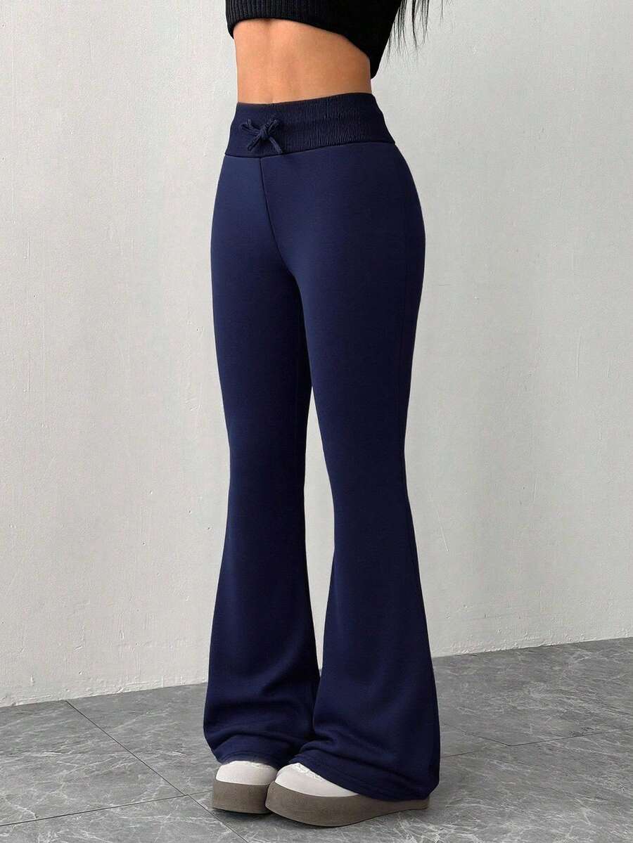 SHEIN 青少年女孩休闲针织慢跑裤 - 藏蓝色 - 查看 1