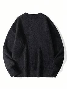 Manfinity Hypemode Men's Solid Color Minimalist Casual Long Sleeve Knit Cardigan It Is Great For Couples And Makes An Excellent Gift Idea For Boyfriends Or Husbands Black Sweater , Fall/Winter - Black - View 2