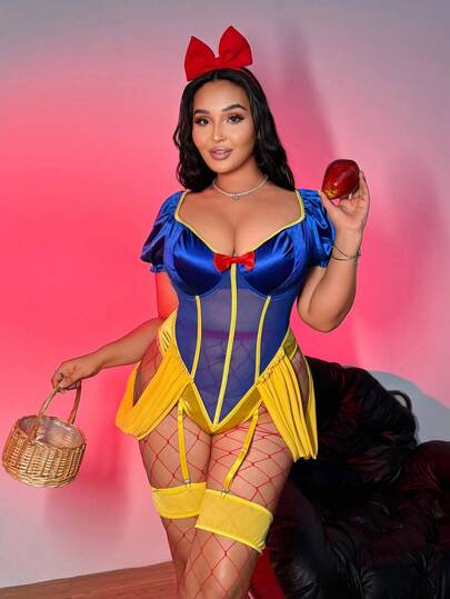 4件套万圣节公主服装拼色内衣套装