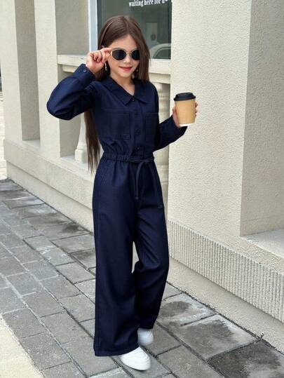 SHEIN 适合青少年女孩的时尚休闲Y2K复古酷炫街头风返校学院风自然色水洗宽松舒适牛仔背带裤和连体裤，适合青少年女孩日常穿着，柔软舒适，适合夏季和秋季派对、音乐节和海滩穿着，街头风校园装，牛仔连体裤，适合女孩冬季穿着。