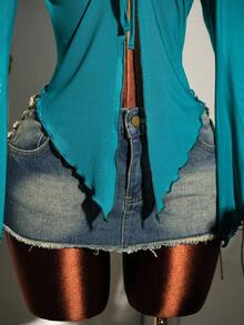 Amplova 加大码圣诞网眼透视腰喇叭袖上衣 - 綠色 - 查看 5