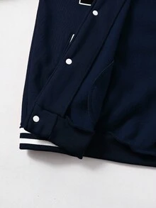 SHEIN 青少年男孩时尚休闲度假字母图案棒球夹克 - 彩色 - 查看 6