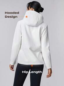 GLOWMODE Thin Polar Fleece Hooded Jacket Warm Fall Winter - White - View 2