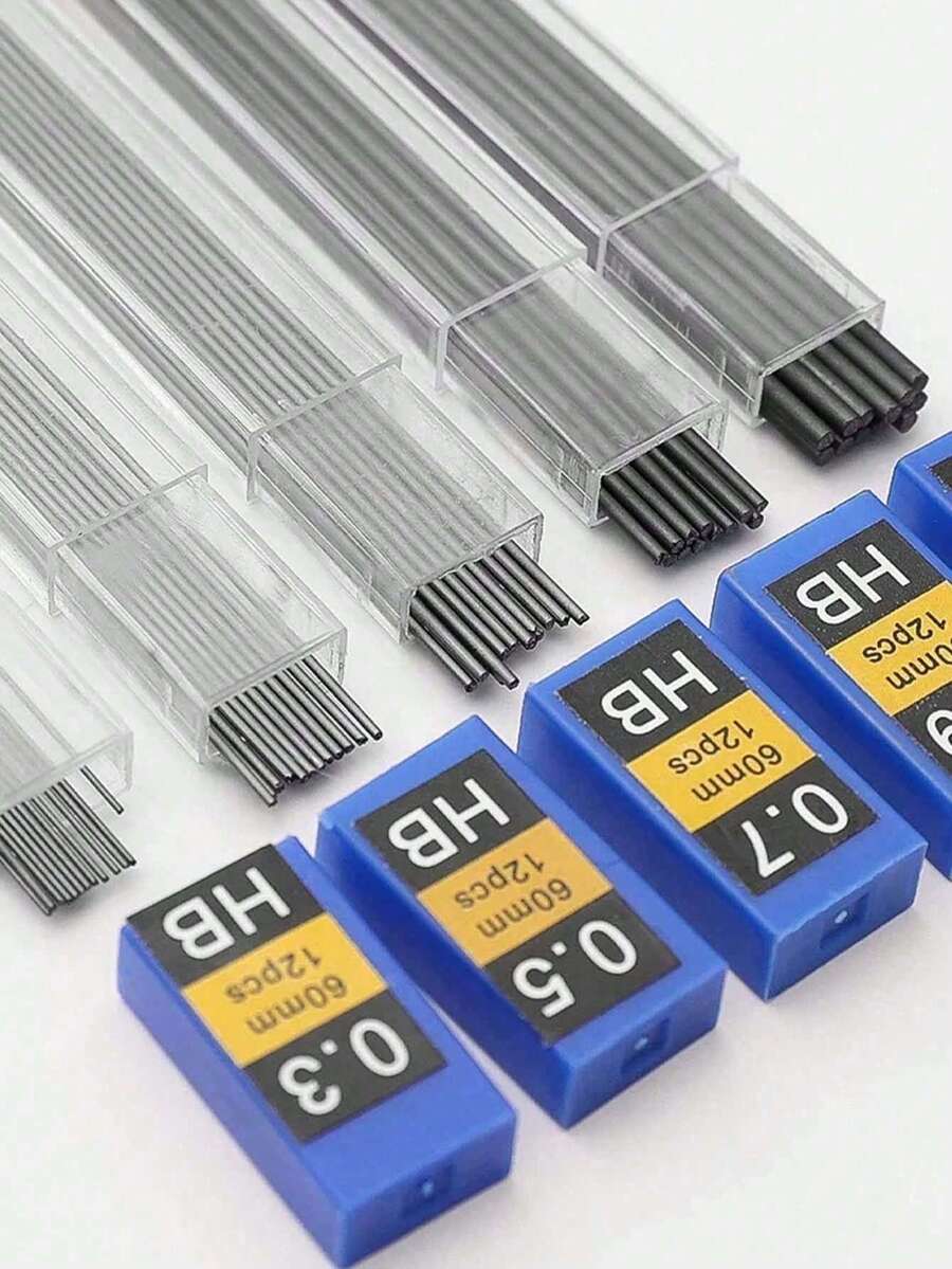 1 Box Of 0.3/0.5/0.7/0.9/1.3/2.0mm Drawing Automatic Pencil Lead Refills, HB Resin Mechanical Pencil Refill Leads, Metal Pencil Lead Refills, 0.5/0.7/0.9/1.3/2.0mm Mechanical Pencil Leads For Engineering, Drafting, Drawing - Grey - View 1