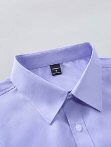 Manfinity Mode Men Button Down Long Sleeve Slim Fit Business Formal Dress Shirt, Business Casual Luxury Shirts, Fall - Mauve Purple - View 5