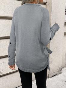 SHEIN Frenchy Damen Herzmuster Rundhals Langarm Lässig Pullover Herbst Winter Kleidung für Frauen