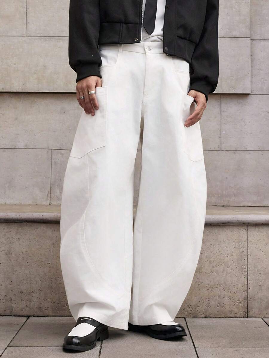 SWAVVY Men's Casual Solid Color Loose Long Pants, Autumn