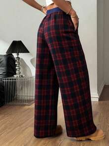 Tween Girls' Casual Plaid Straight Leg Woven Pants