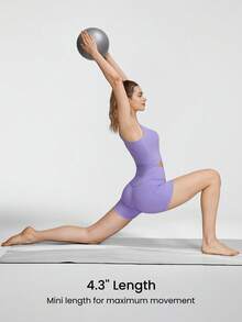 GLOWMODE FeatherFit™ U-Back Crop Active Tank & Quần short dành cho người đi xe đạp kiểm soát bụng 4,3" Bộ Yoga tác động thấp hàng ngày - Màu tím - Xem 7