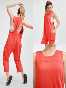 GLOWMODE CloudKnit Oversized Twisted-Back Jumpsuit With Side Pockets Daily Casual - Orange - View 7