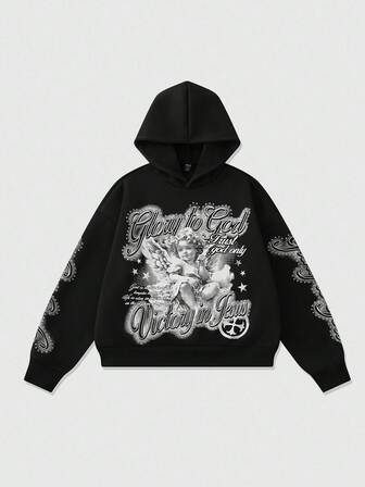 Street Life Herren bedruckter Hoodie, locker geschnittener Stil