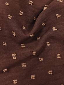 SHEIN LUNE Plus Size Women Elegant Minimalist Floral Collar Splice Solid Color Long Sleeve Shirt - Brown - View 3