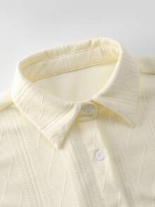 GlowEve 2pcs Textured Comfortable Casual Apricot Set, Autumn - Apricot - View 6