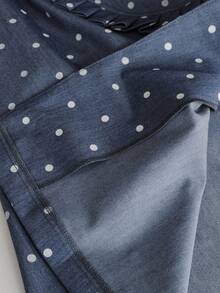 GlowEve CURVE Rompi Tanpa Lengan Motif Polkadot Ukuran Besar dengan Hem Berlipit, Potongan Longgar, Desain Saku Palsu - Biru - View 6