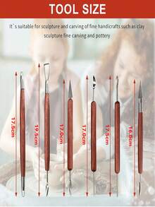 Clay Carving Tools, 6 Pieces Of Stainless Steel Polymer Clay Tools From Both Ends And Wooden Hands Used For Pressing And Carving, Tools And Supplies For Back To School