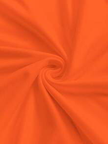 SHEIN EZwear 女士时尚休闲领蝴蝶结短袖T恤 - 橘色 - 查看 5