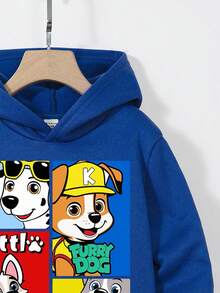 SHEIN Sudadera holgada de punto suave con gráfico de perro de dibujos animados simple y casual para bebé niño, adecuada para otoño - Azul - Ver 3