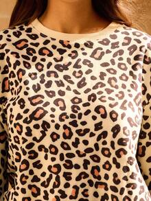 lacRébo Leopard Print Sweatshirt With Relaxed Silhouette Fall Women Clothes Autumn Outfits Fall Women Clothes Autumn Winter - Multicolor - View 5