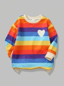 SHEIN Explorewe Young Girls Dress,Casual Long Sleeve Sweatshirt Dress With Plaid Skirt Hem,Ribbed Collar Patchwork,School,Orange,Autumn,Pride Month Spring/Autumn - Multicolor - View 3