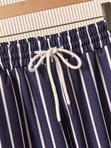 SWAVVY Men's Full Width Vertical Stripe Digital Print Casual Sweatpants - Royal Blue - View 3