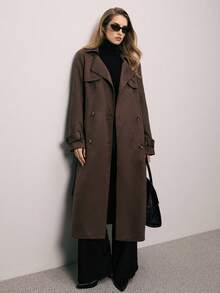 ATUI Studio Damen Mode Doppelreiher Gürtel Trenchcoat