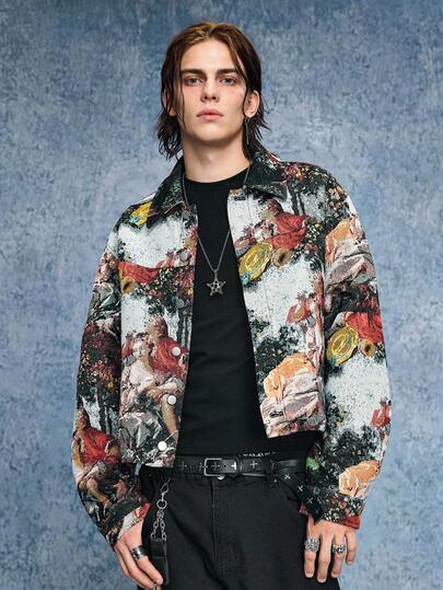 Grunge Punk Veste décontractée vintage à boutons pour hommes, automne