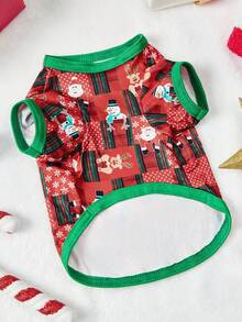 PETSIN ​Red Christmas Dog Shirt Santa Snowman Pattern​ Pet Clothes - Multicolor - View 9