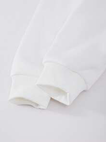 Sparklyn 少女休闲卡通可爱卫衣裤套装，罗纹袖口、下摆、领口，胸前图案印花，裤子配白色抽绳蝴蝶结，适合秋冬外出，可搭配外套、裤子 - 粉色 - 查看 5