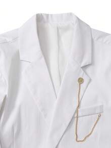 Manfinity AFTRDRK Blazer Kasual Pria Warna Polos, Modis untuk Musim Panas, Jas Pernikahan Pria, Jas Pernikahan untuk Pria - Putih - View 4