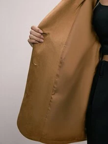 ATUI Studio 2025AW 大码女式西装外套，一套西装外套，女式西装外套，超大单肩时尚办公室夹克，秋冬休闲简约夹克 - 卡其色 - 查看 7