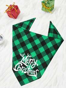 PETSIN Christmas Pet Bandana With Santa Claus And Reindeer Pattern, Merry Christmas Pattern Pet Kerchiefs,Adjustable Xmas Theme Pattern Printing Dog Triangle Bibs Scarfs,Suitable For Small To Medium Dogs And Cats, Machine Washable - 橄欖綠 - 查看 7