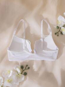 DelicateAllure 1pc Front Closure Cute & Sexy Push-Up Underwire Bra For Women - Blue - View 9