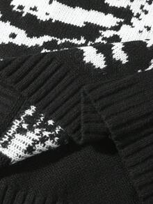 Manfinity Roughcore Men's Skeleton Pattern Knitted Sleeveless Sweater Vest,Black And White Streetwear For Autumn Date,Halloween Casual 2 In 1 Style Fall Winter Gift - Black - View 7