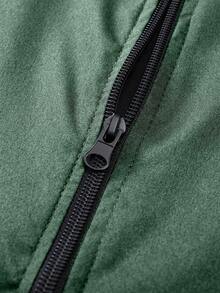 Manfinity Homme Men's Autumn Contrast Color Zipper Collar Casual Baseball Jacket - Mint Green - View 7