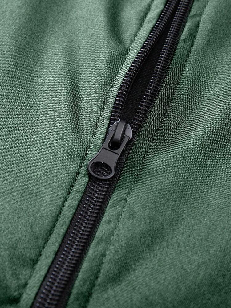 Manfinity Homme Men's Autumn Contrast Color Zipper Collar Casual Baseball Jacket - Mint Green - View 7