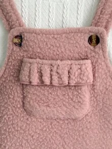 SHEIN 1 套女童甜美毛绒吊带连衣裙套装，粉色吊带裙+白色高领汗衫 2 件套，秋冬 - 粉色 - 查看 4