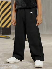 Boys Clothes 1-Pack Young Boys Casual College Comfortable Fashionable Simple Street Loose Version Practical And Versatile Pleated Sweatpants Trousers Comfortable And Thick Suitable For Daily Use Suitable For School Suitable For Travel Suitable For Sports Suitable For Spring, Summer, Autumn And Winter Seasons Suitable For School Start, Back To School Season, Opening Ceremony.