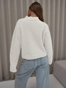 MUSERA Áo khoác cardigan dài tay cổ cao, mềm mại, bồng bềnh, thanh lịch, dễ thương, gợi cảm, thích hợp cho tiệc tối, đi chơi, mùa xuân, đi nghỉ mát. - trắng - Xem 2