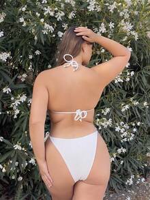 Nezia Cruz Summer Beach Women's Halter Neck Knot Side Fashion Bikini Set