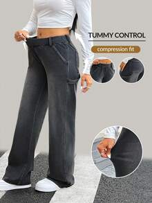 Flexra Jeans droits taille mi-haute lavés - Gris - Voir 1