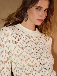 MOTF PREMIUM POINTELLE KNIT ROUND NECK SWEATER