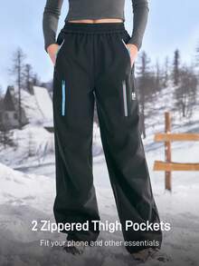 In My Nature 女式拉链口袋设计宽松徒步裤 - 黑色 - 查看 4