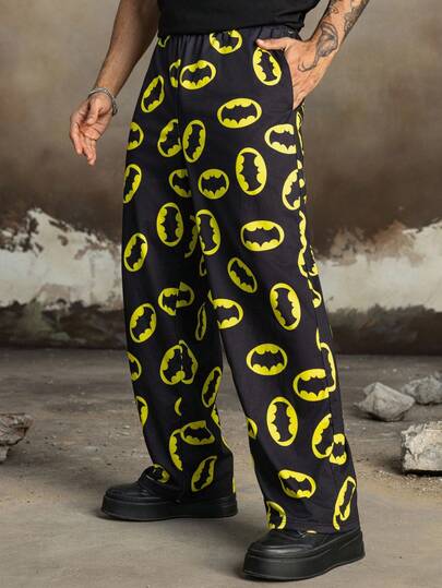 BATMAN X SHEIN Men's All-Over Print Slant Pocket Casual Sweatpants