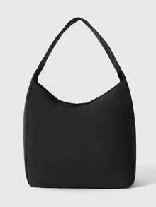 ROMWE Grunge Punk 1pc Nylon Fashion Personality Color Contrast Shoulder Bag Pentagram Commuter Tote Bag Suitable For Everyday Use - Black - View 5