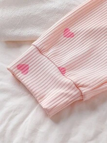 3件套少女甜心图案长袖上衣、裤子和吊带背心睡衣套装 - 粉色 - 查看 7