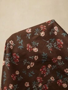 Boho Mama 孕婦碎花拼接荷葉邊連身褲，孕婦吊帶褲，保守風夏季音樂會藍色蝴蝶秋季款 - 棕色 - 查看 11